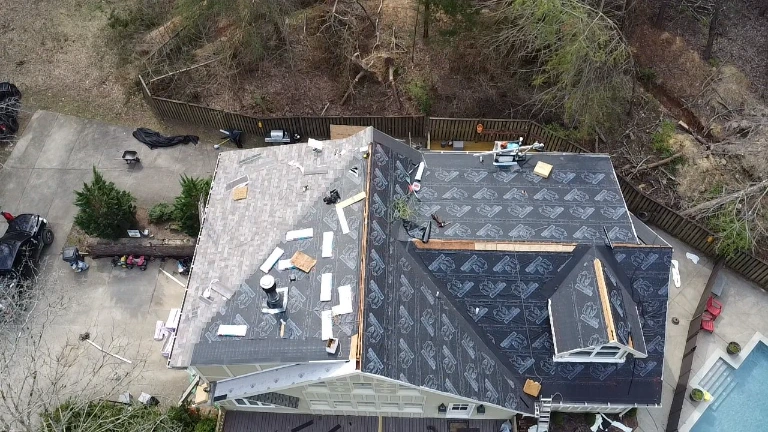 White Glove Roofing team performing a residential roofing installation in Clarksville, AL
